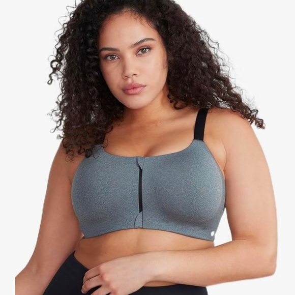 Body UpHigh Impact Front-Close Sports Bra 38B Grey Marl NWT